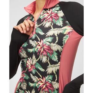 New RLX Ralph Lauren Zip Golf Shirt Island Bamboo Floral Woman Medium MSRP $148